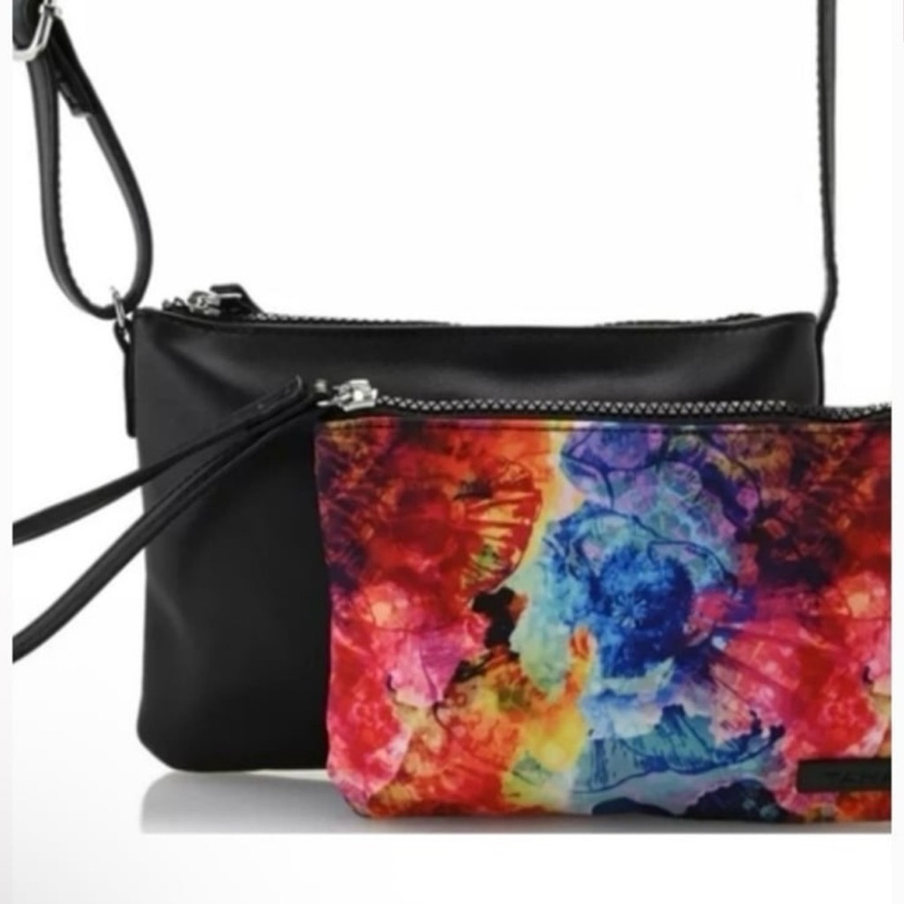 NWT Tahari Black Crossbody Bag and Watercolor Wristlet Set - Picture 8 of 8